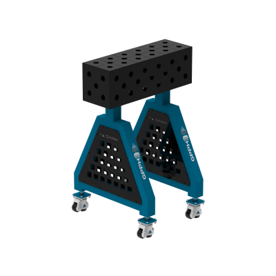Metināšanas atbalsts TRESTLE EXPERT 600x200x200 mm - System ⌀28mm - Režģis: Diagonāle - Uz riteņiem