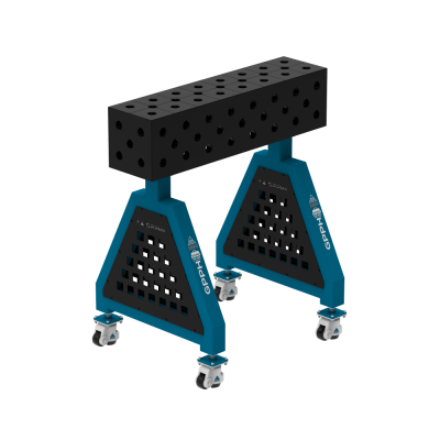 Kaynak desteği TRESTLE EXPERT 800x200x200 mm - Sistem ⌀28mm - Izgara: Diyagonal - Tekerlekler üzerinde