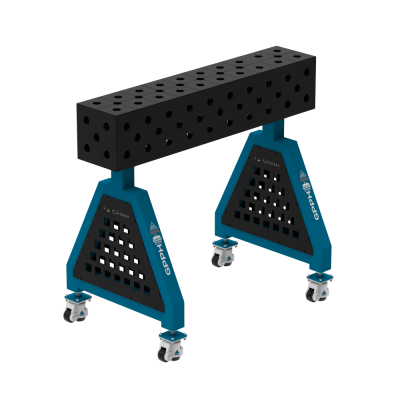 Svejsestøtte TRESTLE EXPERT 1000x200x200 mm - System ⌀28mm - Gitter: Diagonal - På hjul