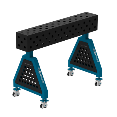 Suporte de soldadura TRESTLE EXPERT 1200x200x200 mm - Sistema ⌀28mm - Grelha: Diagonal - Sobre rodas