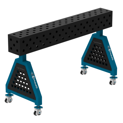 Suporte de soldadura TRESTLE EXPERT 1500x200x200 mm - Sistema ⌀28mm - Grelha: Diagonal - Sobre rodas