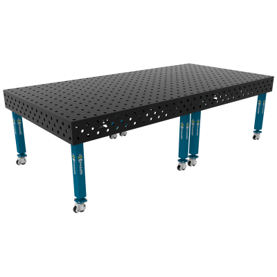 Sveisebord PLUS Rutenett - 100x100mm, System - Φ28, Størrelse - 3000x1480mm, Ben - På hjul