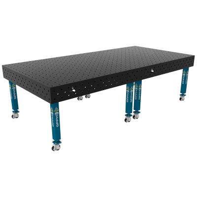 Welding table PLUS Grid - 100x100mm, System - Φ16, Size - 3000x1480mm, Legs - On wheels