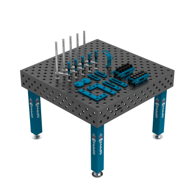 Svejsebord PRO (15mm) 1200x1200 mm, på ben, ⌀28 , DIAG + 2XS værktøjssæt