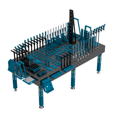 Table de soudage PLUS (12 mm) 2400x1200 mm avec pieds, ⌀16, grille 100x100 + Ensemble d'outils XL Table de soudage PLUS (12 mm) 2400x1200 mm avec pieds, ⌀16, grille 100x100 + Ensemble d'outils XL