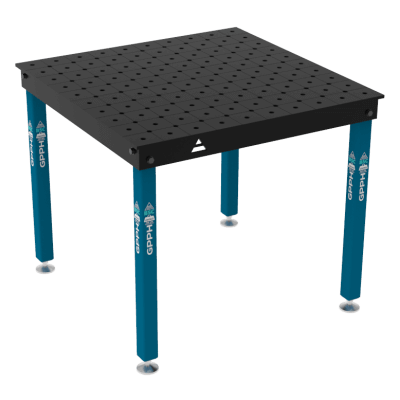 Welding table BASIC Size - 1000x1000mm, System - Φ16, Legs - On feet, Grid - diagonal