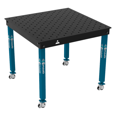 Mesa de soldadura BASIC Tamanho - 1000x1000mm, Sistema - Φ16, Pernas - Sobre rodas, Grelha - diagonal