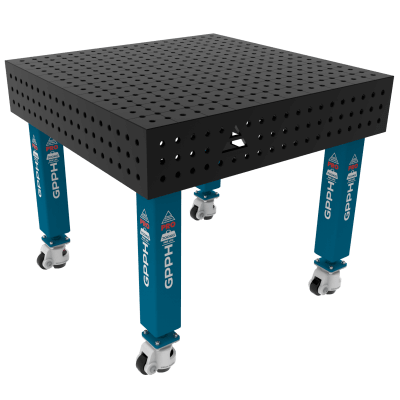 Lastafel PRO Maat - 1000x1000mm, Rooster - 50x50mm, System - Φ16, Poten - Op wielen