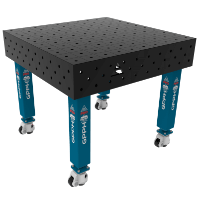 Svejsebord PRO Størrelse - 1000x1000mm, Gitter - 100x100mm, System - Φ16, Ben - på hjul