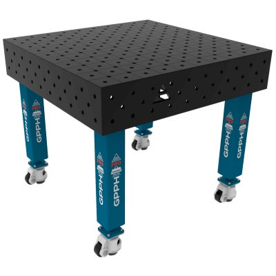 Sveisebord PRO Størrelse - 1000x1000mm, System - Φ16, Ben - På hjul, Rutenett - diagonal