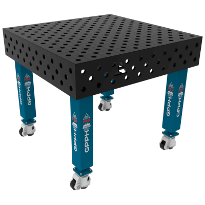 Sveisebord PRO Størrelse - 1000x1000mm, System - Φ28, Ben - På hjul, Rutenett - diagonal