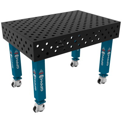 Lastafel PRO Maat - 1200x800mm, System - Φ28, Poten - Op wielen, Rooster - diagonaal