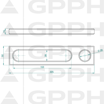 Stop 225, System - Φ28, Serie - PRO teknisk tegning