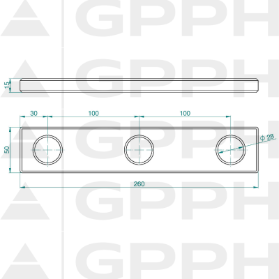Stop 260, System - Φ28, Serie - PRO teknisk tegning