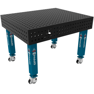 Metināšanas galds PRO Tīkls - 50x50mm, Sistēma - Φ16, Izmērs - 1200x1200mm, Kājas - uz riteņiem