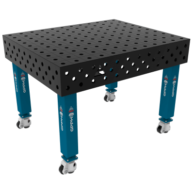 Lastafel PRO Rooster - 100x100mm, System - Φ28, Maat - 1200x1200mm, Poten - Op wielen