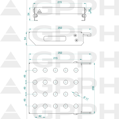 Mobil hylle for feste av monteringsbolter M fi16mm - teknisk tegning