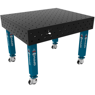 Sveisebord PRO Rutenett - 100x100mm, System - Φ16, Størrelse - 1200x1200mm, Ben - På hjul