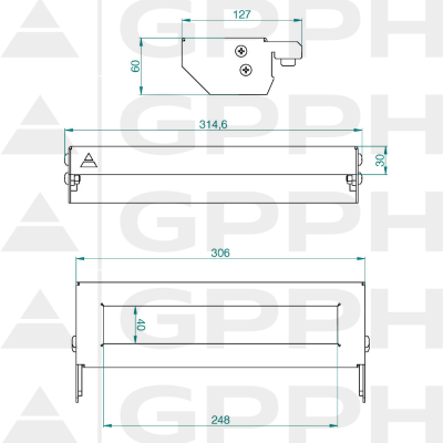 Prateleira móvel para grampos M - desenho técnico