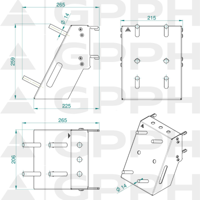 Mobil hylde MIX fi16 mm - teknisk tegning