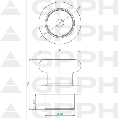 Magnetische spanbout PRO - fi28 mm - technische tekening Magnetische spanbout PRO - fi28 mm - technische tekening