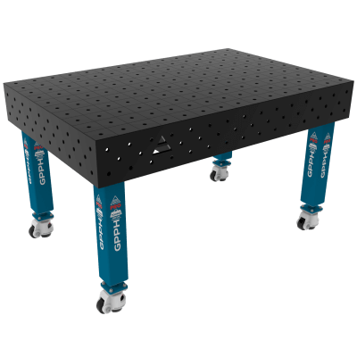 Table de soudage PRO Grille - 100x100mm, Système - Φ16, Taille - 1500x1000mm, Pieds - Sur roues