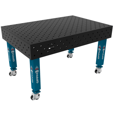Suvirinimo stalas PRO Sistema- Φ16, Dydis - 1500x1000mm, Kojos - ant ratukų, Tinklelis - diagonalinisinis