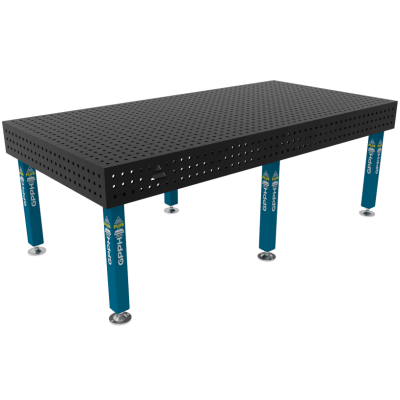 Mesa de soldadura PLUS Grelha - 50x50mm, Sistema - Φ16, Tamanho - 2400x1200mm, Pernas - Nos pés