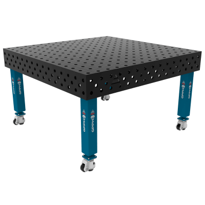 Sveisebord PRO Rutenett - 100x100mm, System - Φ28, Størrelse - 1500x1480mm, Ben - På hjul