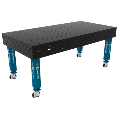 Lastafel PRO Rooster - 100x100mm, System - Φ16, Maat - 2000x1000mm, Poten - Op wielen