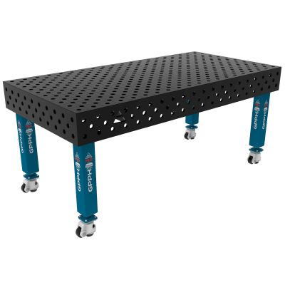 Metināšanas galds PRO Sistēma - Φ28, Izmērs - 2000x1000mm, Kājas - uz riteņiem, Tīkls - diagonāle