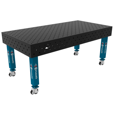 Svejsebord PRO System - Φ16, Størrelse - 2000x1000mm, Ben - på hjul, Gitter - diagonal