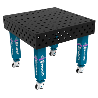 Mesa de soldadura EXPERT Tamanho - 1000x1000mm, Grelha - 100x100mm, Sistema - Φ28, Pernas - Sobre rodas