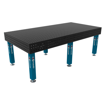 Metināšanas galds PRO Tīkls - 50x50mm, Sistēma - Φ16, Izmērs - 2400x1200mm, Kājas - uz pēdām