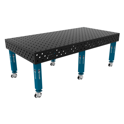 Kaynak masası PRO Izgara - 100x100mm, Sistem - Φ28, Boyut - 2400x1200mm, Bacaklar - Tekerlekli