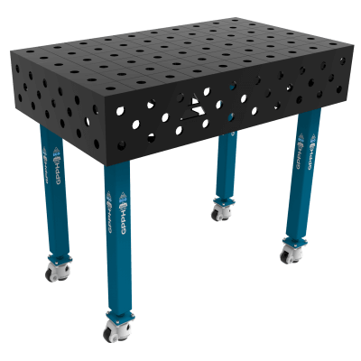 Suvirinimo stalas ECO Dydis - 1000x600mm, Tinklelis - 100x100mm, Sistema- Φ28, Kojos - ant ratukų