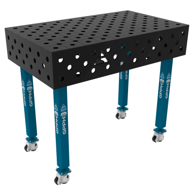 Lastafel ECO Maat - 1000x600mm, Rooster - diagonaal, System - Φ28, Poten - Op wielen