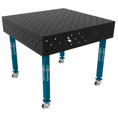 Metināšanas galds ECO Izmērs - 1000x1000mm, Tīkls - diagonāle, Sistēma - Φ16, Kājas - uz riteņiem