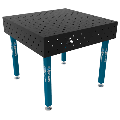 Metināšanas galds ECO Izmērs - 1000x1000mm, Tīkls - diagonāle, Sistēma - Φ16, Kājas - uz pēdām