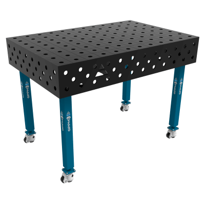 Metināšanas galds ECO Izmērs - 1200x800mm, Tīkls - 100x100mm, Sistēma - Φ28, Kājas - uz riteņiem