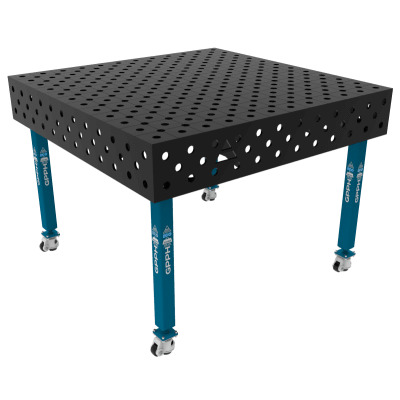 Metināšanas galds ECO Izmērs - 1200x1200mm, Tīkls - diagonāle, Sistēma - Φ28, Kājas - uz riteņiem