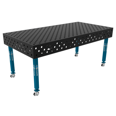 Metināšanas galds ECO Izmērs - 2000x1000mm, Tīkls - diagonāle, Sistēma - Φ28, Kājas - uz riteņiem