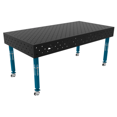 Metināšanas galds ECO Izmērs - 2000x1000mm, Tīkls - diagonāle, Sistēma - Φ16, Kājas - uz riteņiem