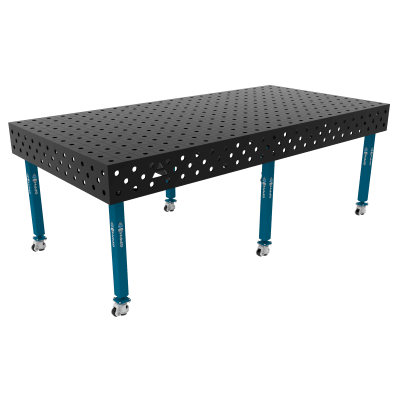 Metināšanas galds ECO Izmērs - 2400x1200mm, Tīkls - 100x100mm, Sistēma - Φ28, Kājas - uz riteņiem