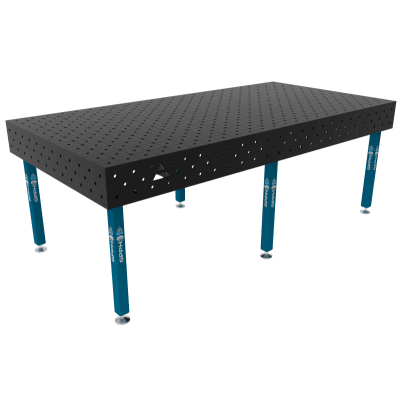 Metināšanas galds ECO Izmērs - 2400x1200mm, Tīkls - diagonāle, Sistēma - Φ16, Kājas - uz pēdām