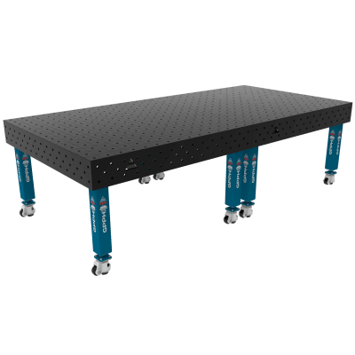 Suvirinimo stalas PRO Dydis - 3000x1480mm, Tinklelis - 100x100mm, Sistema- Φ16, Kojos - ant ratukų