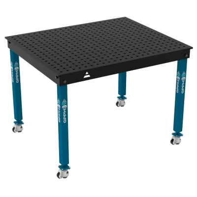 Metināšanas galds BASIC Izmērs - 1200x1000mm, Tīkls - 50x50mm, Sistēma - Φ16, Kājas - uz riteņiem