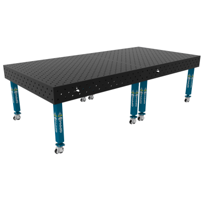 Welding table PLUS Size - 3000x1480mm, Grid - diagonal, System - Φ16, Legs - On wheels