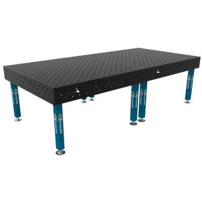 Lastafel PLUS Maat - 3000x1480mm, Rooster - diagonaal, System - Φ16, Benen - Op voeten