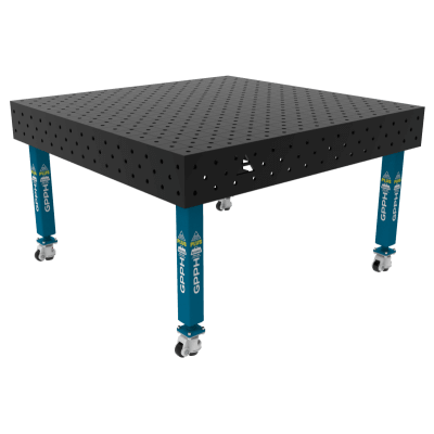 Sveisebord PLUS Størrelse - 1500x1480mm, Rutenett - diagonal, System - Φ16, Ben - På hjul